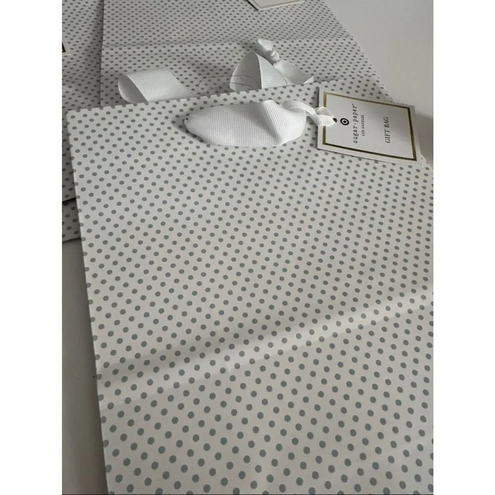 Sugar paper Elegant  Polka Dot Gift Bags with Satin Handles - Set of 4 NWT